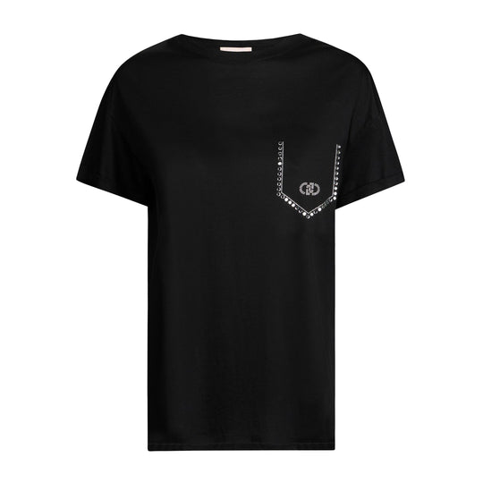 T-shirt Dames Liu-Jo Strass Zak Zwart