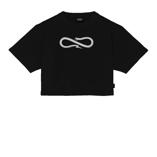 Dames Cropped T-shirt Propaganda Logo Zwart