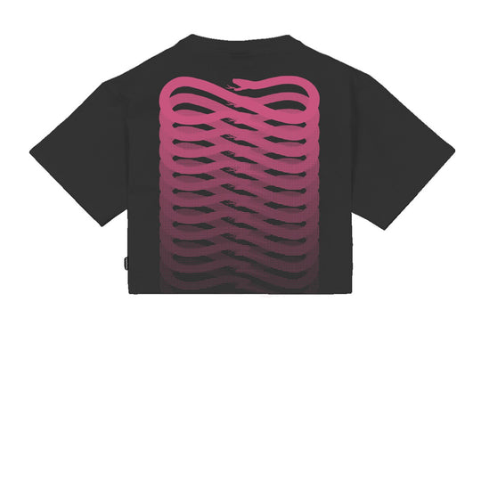 T-shirt Donna Cropped Ribs Propaganda Nero / Rosa
