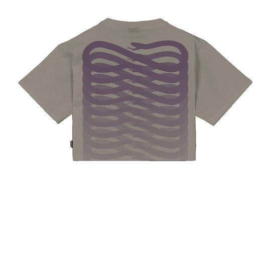 Dames Cropped T-shirt Propaganda Zandkleurig / Paars