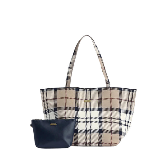 Barbour Women's Layla Large Cream/Blue/Beige Bag