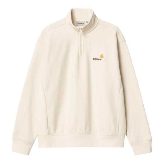 Felpa Uomo Carhartt Wip Half Zip American Script Panna