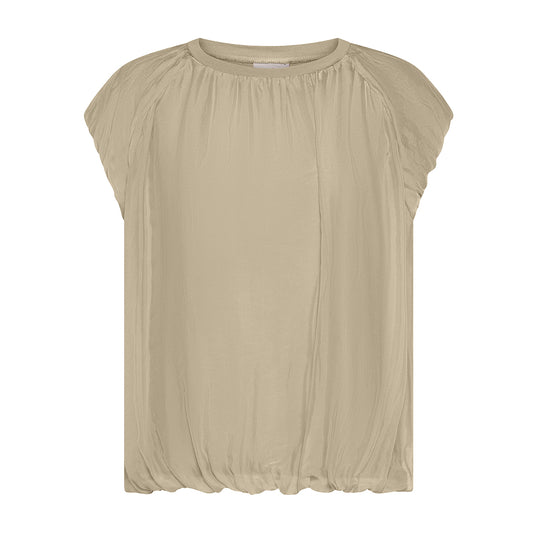 Damen-T-Shirt Deha Aus Leichter Baumwolle Mit Seidenschichten Beige