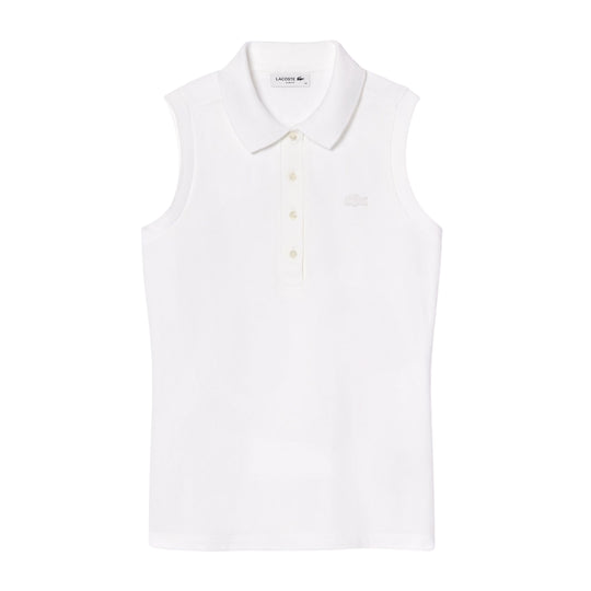 Polo Donna Lacoste Slim Fit Senza Maniche Elasticizzata L.12.D Bianco