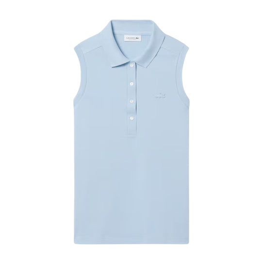 Polo Donna Lacoste Slim Fit Senza Maniche Elasticizzata L.12.D Celeste