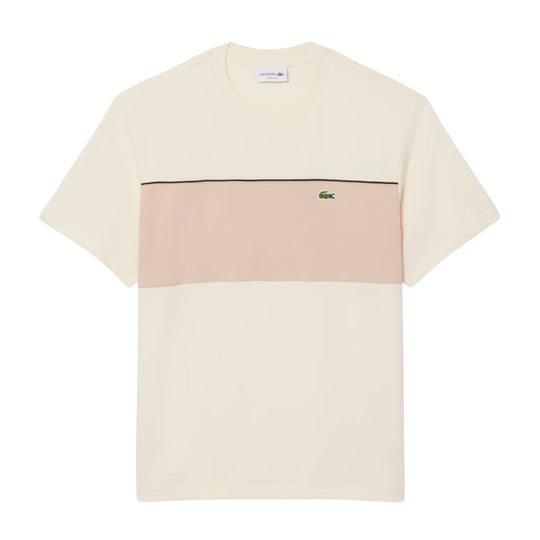 Herren T-Shirt Lacoste Color Block Creme/Beige