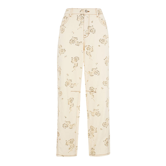 Damenhose Manila Grace 5 Taschen Balloon Stickereien Pailletten Creme