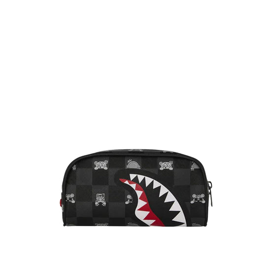 SPRAYGROUND Beauty Case Unisex GRAY PEEKING CHARACTER CHECK PENCIL POUCH - Nero/Bianco