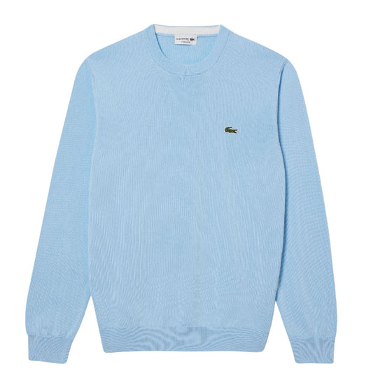 Maglione Uomo Lacoste Tinta Unita Blu Pastello
