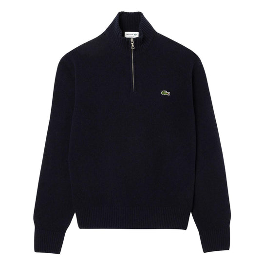 Maglione Uomo Lacoste Lana Cardata Zip Blu