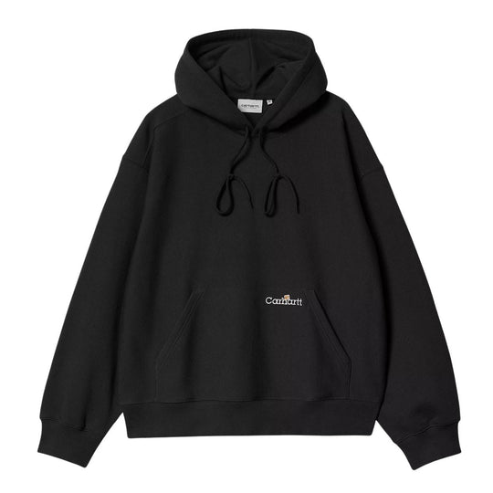 Felpa Uomo Carhartt WIP Hooded Label Script Sweat Nero