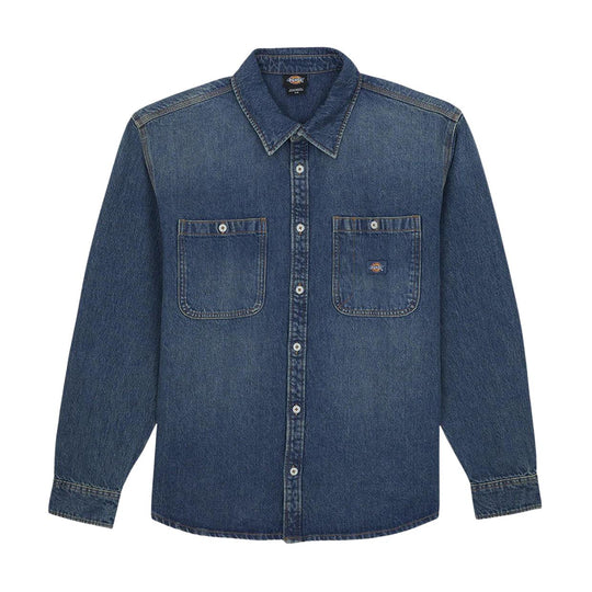 Camicia Uomo Dickies Mechanic Denim Shirt Blu Medio