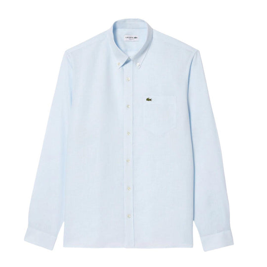 Camicia Uomo Lacoste Lino Regular Fit Celeste