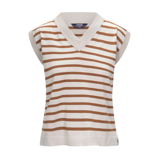 Damen Strickweste K-Way Jener Streifen Beige / Braun