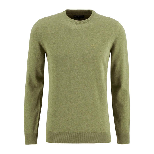 Men's Sweater Barbour Pima Cotton Crew Meadow Green