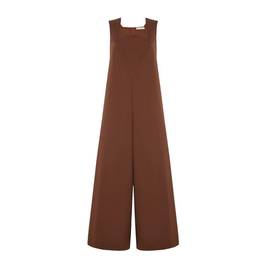 Tuta Donna Manila Grace Maxi Tuta Scollo Quadrato Cacao