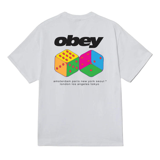 T-Shirt Uomo Obey Dice Bianco