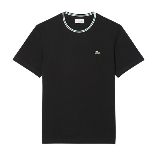 T-shirt Herren Lacoste gestreifter Kragen schwarz