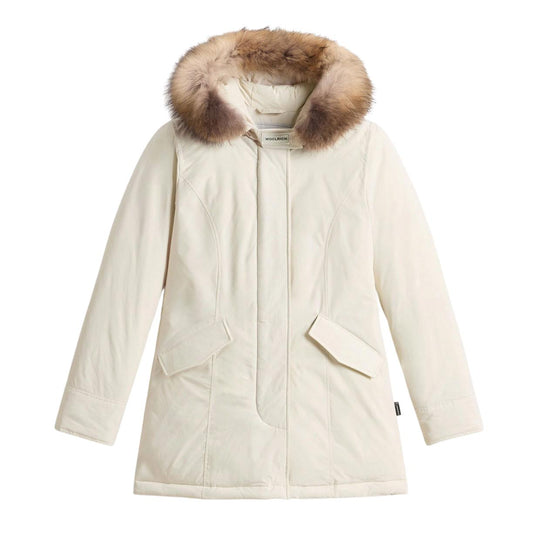 Giubbino Donna Woolrich Arctic Parka Pelliccia Removibile Bianco Panna