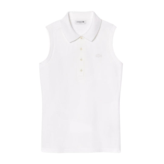 Polo Donna Lacoste Slim Fit Senza Maniche Elasticizzata L.12.D Bianco