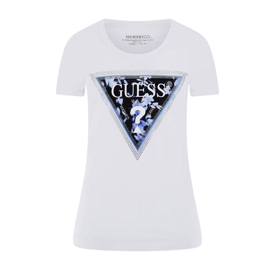 Women's T-shirt Guess White Triangle Logo
