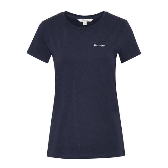 T-Shirt Damen Barbour Logo Saltford Blau Navy