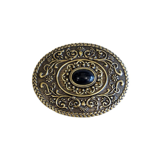 Fibbia Unisex El Charro Oro Con Pietra Nera Oro