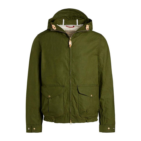 Herrenjacke Manifattura Ceccarelli Kapuzenblazer Mantel Grün