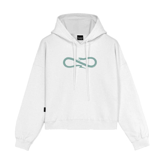 Felpa Donna Propaganda Cropped Logo Bianco / Celeste