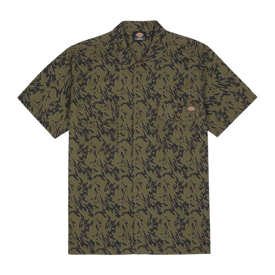 Dickies Men's Short Sleeve Drewsey Shirt Green Camo