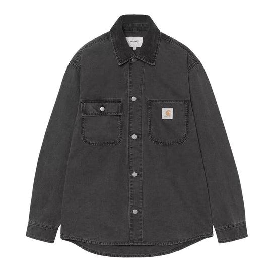 Over Camicia Uomo Carhartt Wip Mitch Shirt Jac Hubbard Nero Lavato
