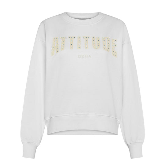 Felpa Donna Deha Graphi Crew Neck Sweatshirt Bianco