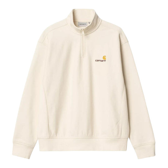 Felpa Uomo Carhartt Half Zip American Script Naturale