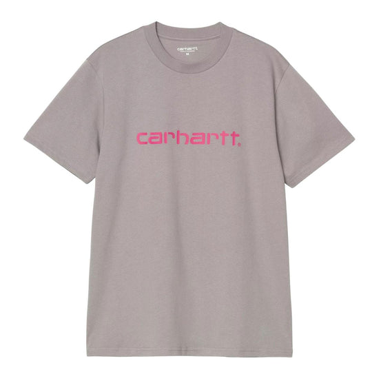 Men's T-shirt Carhartt WIP S/S Script Gray / Fuchsia