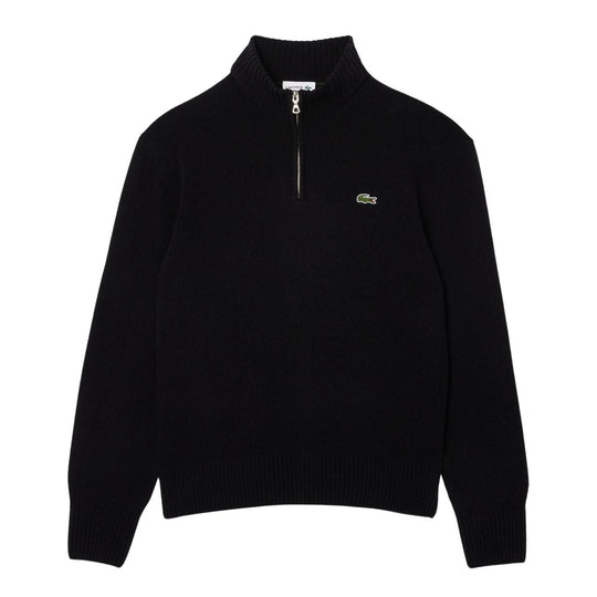 Maglione Uomo Lacoste Lana Cardata Zip Nero