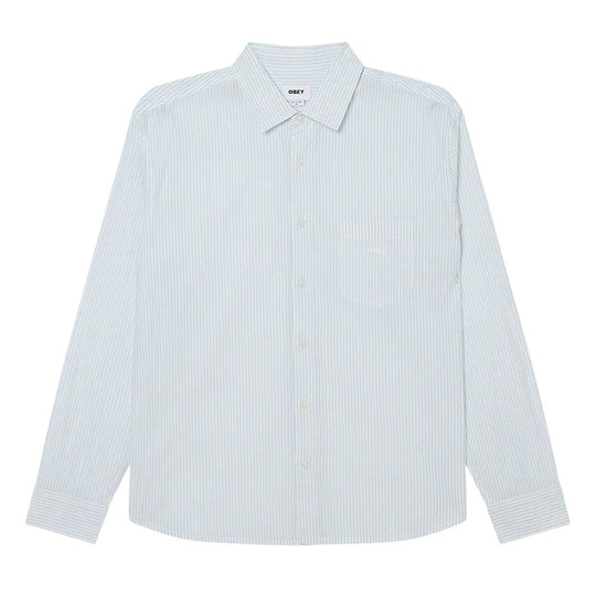 Camicia Uomo Obey Isaac Woven Bianco/Azzurro