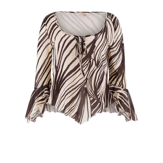 Blusa Donna Guess Serafina Animalier Beige/Marrone