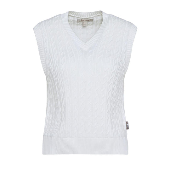 Women's Barbour Hartland White Knit Vest