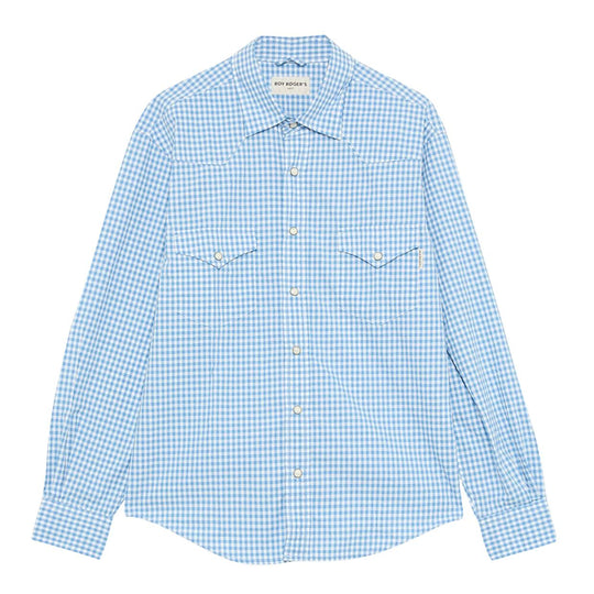 Camicia Donna Roy Roger'S Marty Vichy Western Bianco/Celeste