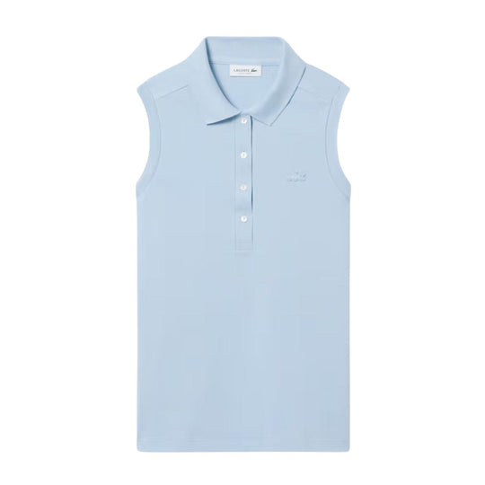 Polo Donna Lacoste Slim Fit Senza Maniche Elasticizzata L.12.D Celeste