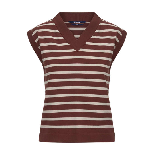 Damen Strickweste K-Way Jener Streifen Rot / Beige