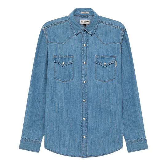 Camicia Uomo Roy Roger'S Martin Western Denim Chiaro