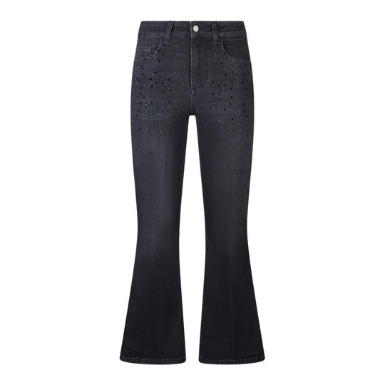 Jeans Donna Liu-Jo B.Up Princess Trombetta Strass Nero Lavato