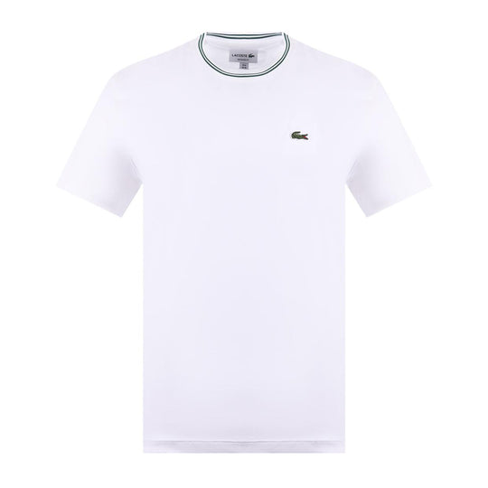 T-shirt Herren Lacoste gestreifter Kragen Weiß