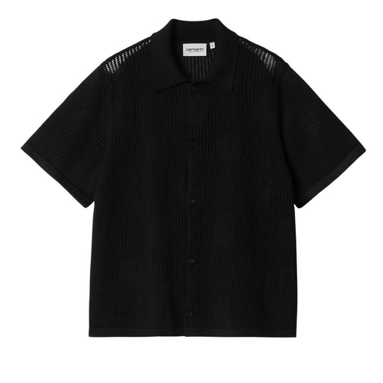 Polo Strickshirt Damen Lacoste W' S/S Temple Strick Schwarz