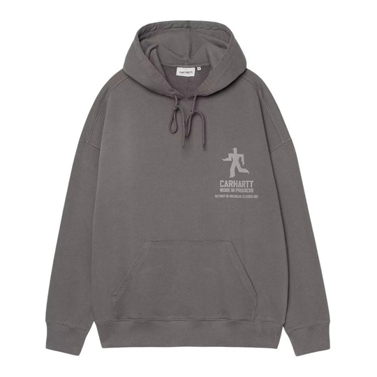 Felpa Uomo Carhartt Hooded Distance Sweat Grigio Delavato