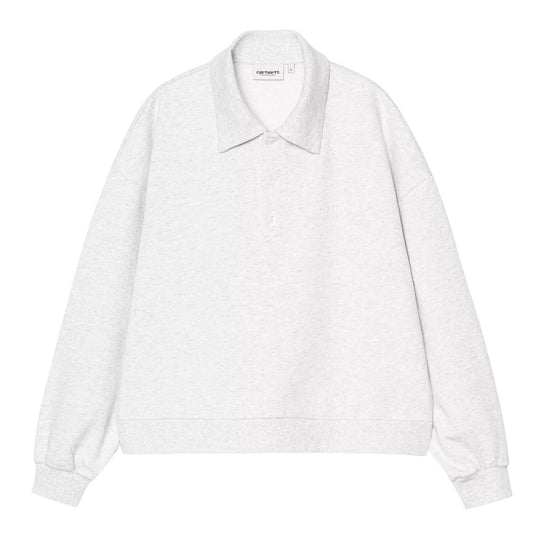 Felpa Donna Carhartt Wip W' Brenta Polo Sweatshirt Grigio Chiaro Melange