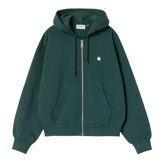 Felpa Donna Carhartt Hooded American Script Sweatshirt Verde/Grigio