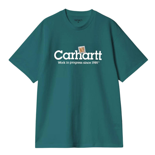T-shirt Herren Carhartt WIP S/S Label Script Grün / Weiß