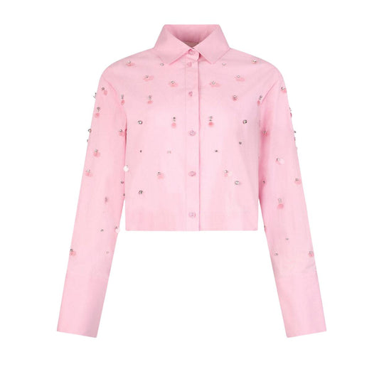 Camicia Donna Liu-Jo Crop M/L Strass Rosa